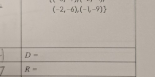 (-2,-6),(-1,-9)
D=
R=