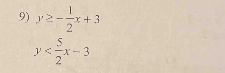 y≥ - 1/2 x+3
y