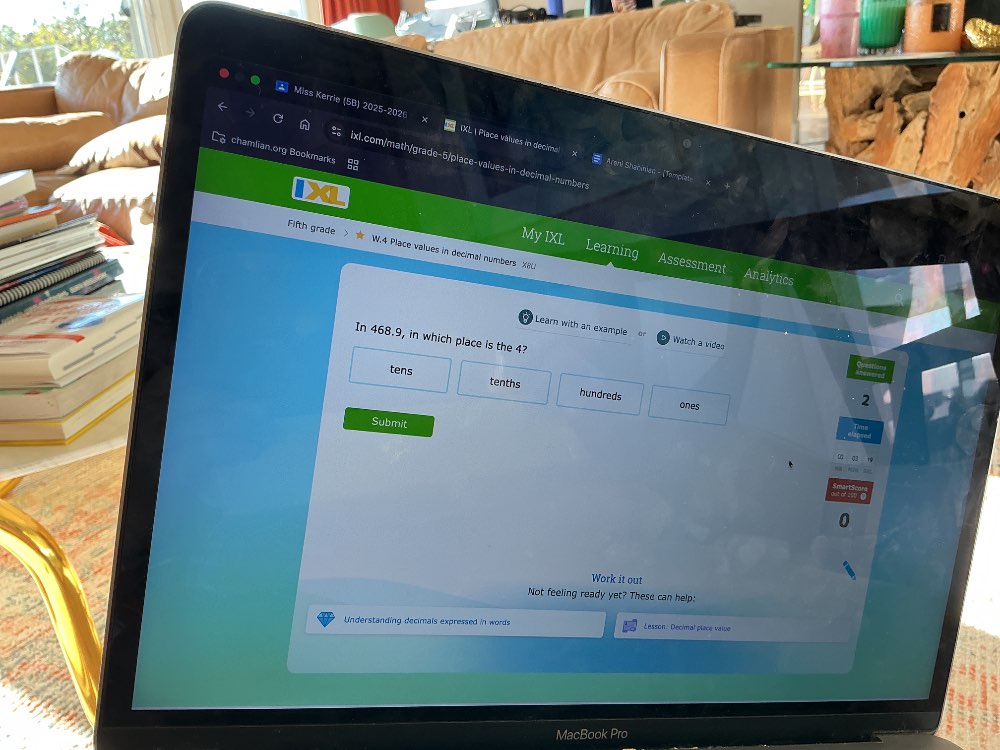Solved: Miss Kerrie (SB) 2025-2026 × IXL | Place values in decimal ...