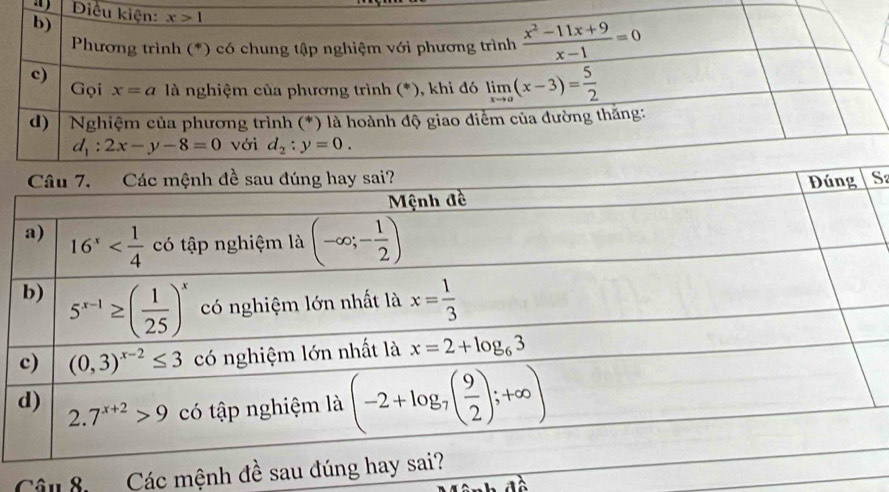 a 
Câu 8 Các mệnh đề sau đú