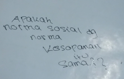 Apakah 
norma sosial eo 
nosma 
esopanan 
irc 
gama??