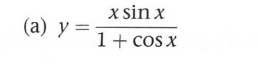 y= xsin x/1+cos x 