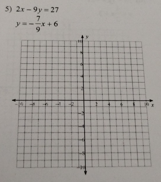 2x-9y=27
y=- 7/9 x+6