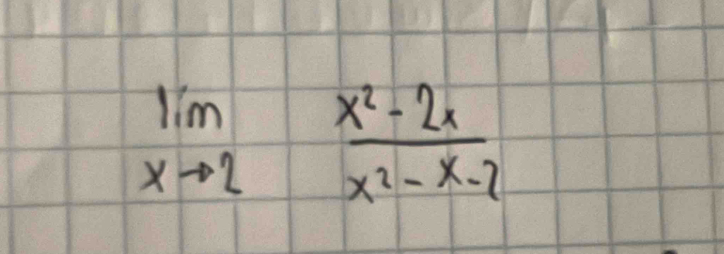 limlimits _xto 2 (x^2-2x)/x^2-x-2 