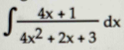 ∈t  (4x+1)/4x^2+2x+3 dx