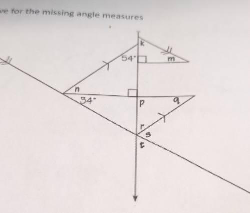 ve for the missing angle measures