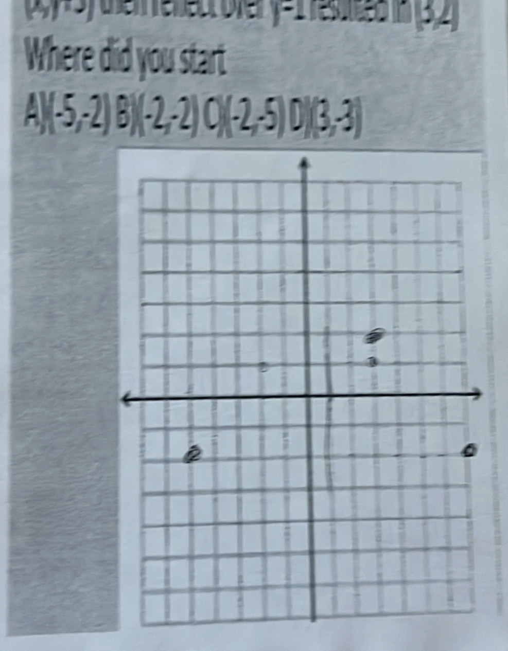 Where did you start 
A (-5,-2) B) (-2,-2) C) (-2,-5)D)(3,-3)