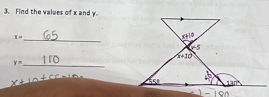 Find the values of x and y.
X=
_
_ y=