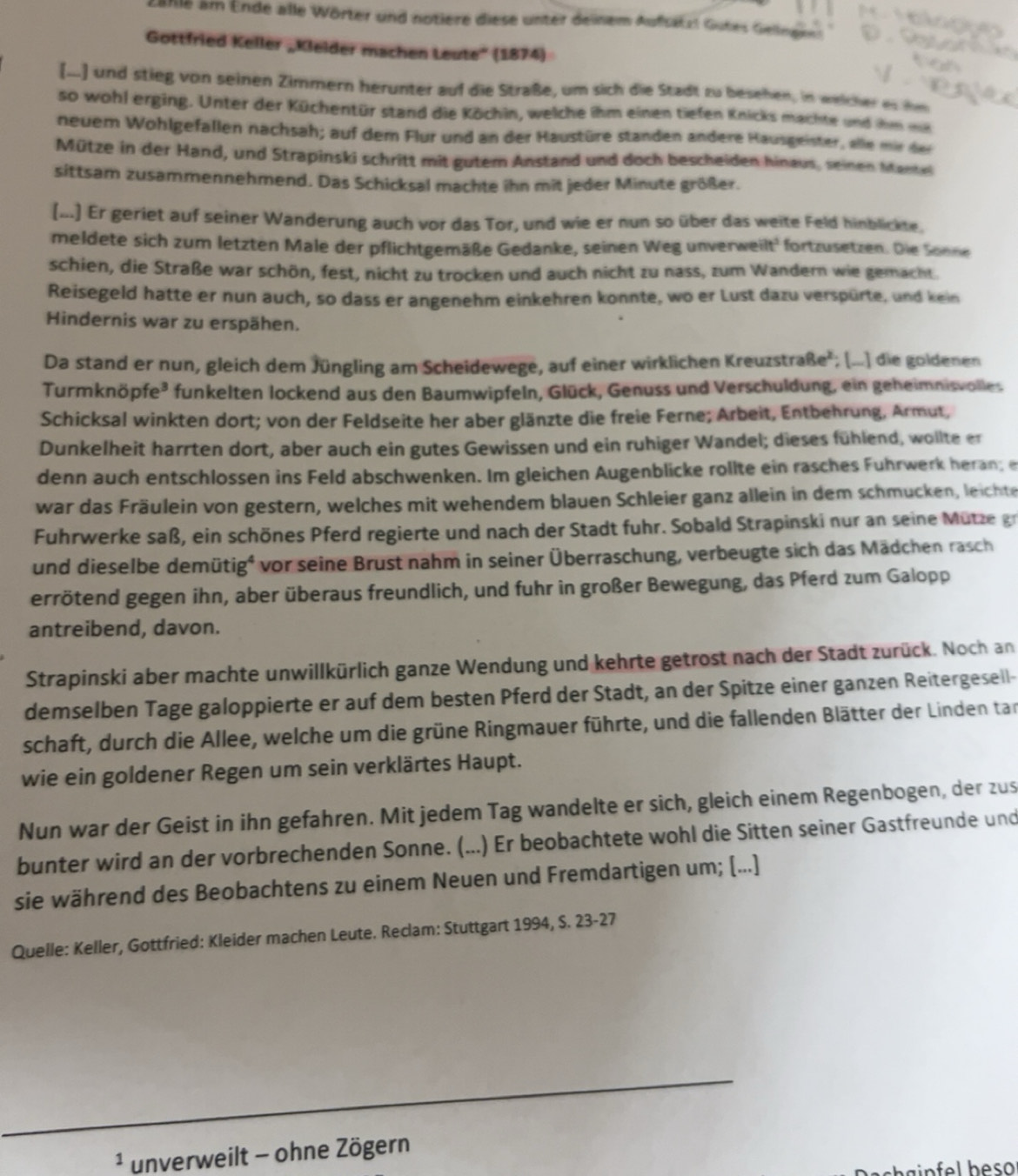 Gelöst:ahle am Ende alle Wörter und notiere diese unter deinem Aufsatzt ...