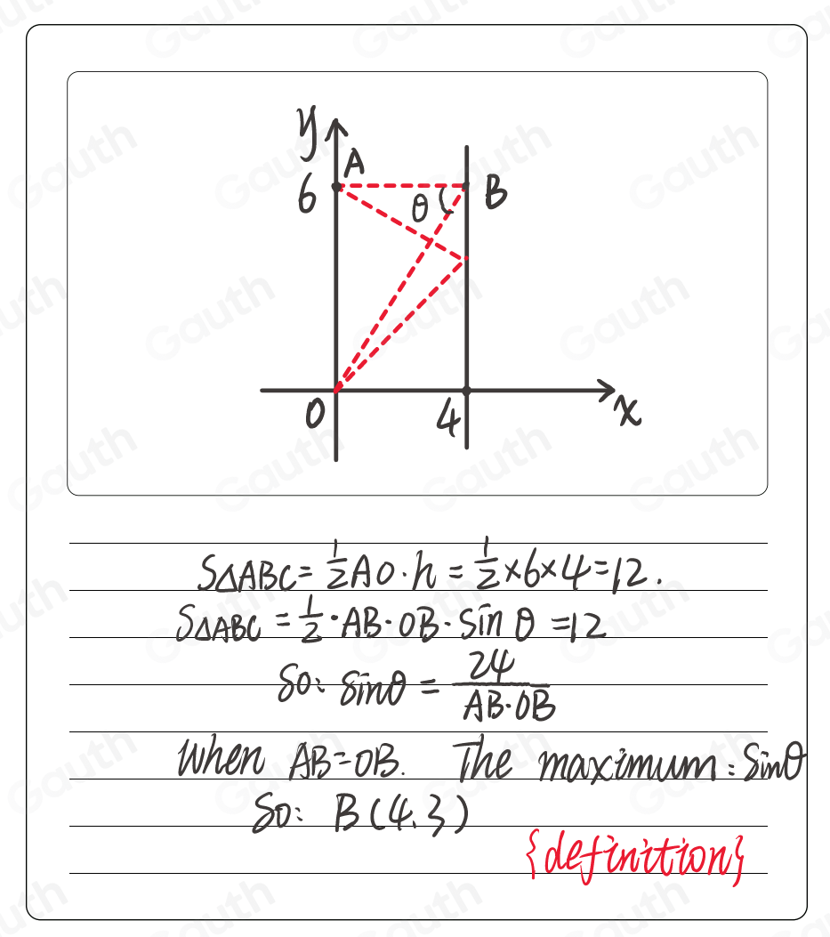 Solved: At what point on the line x=4 does the line segment from (0,0 ...