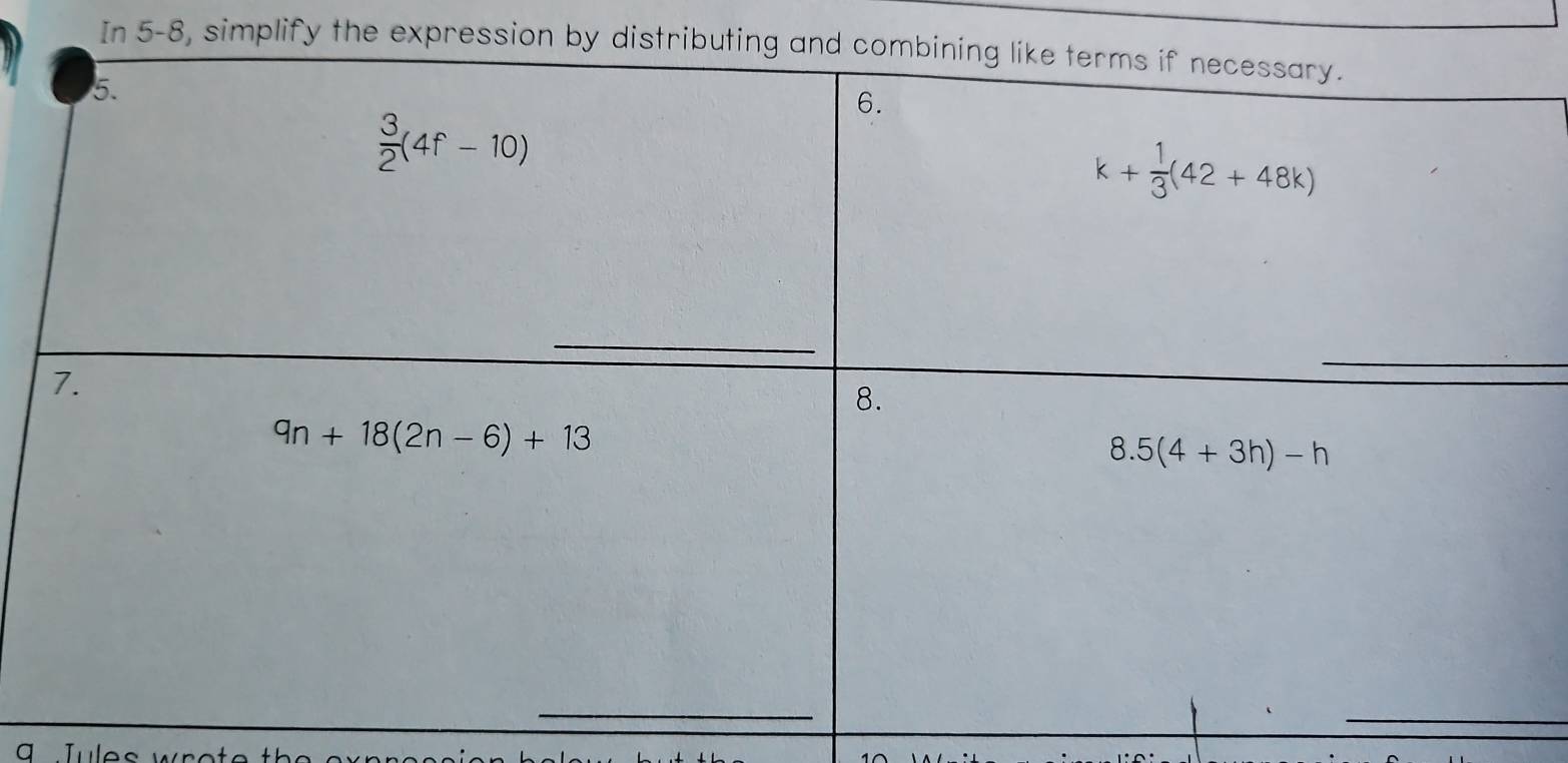 In 5-8, simplify the expression by dist