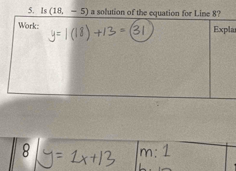 Is (18,-5) a solution of the equatio 
ar
8