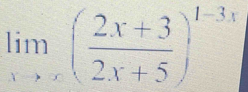 limlimits _xto ∈fty ( (2x+3)/2x+5 )^1-3