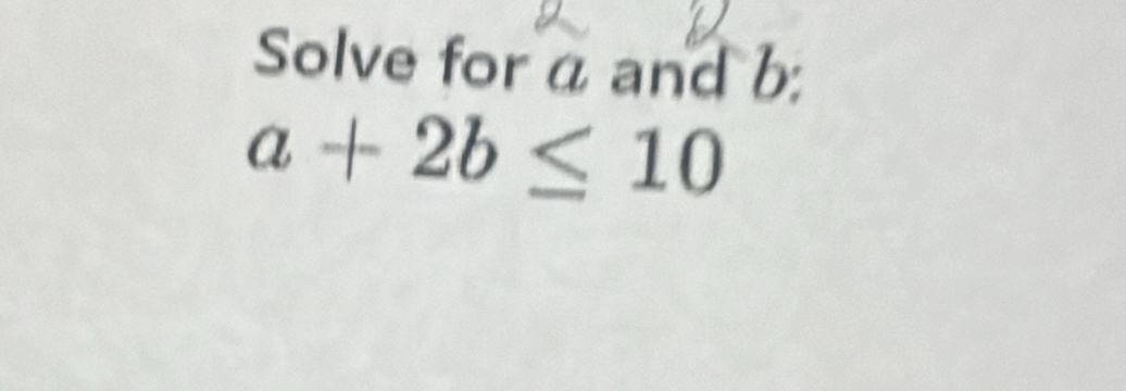 Solve for a and b :
a+2b≤ 10