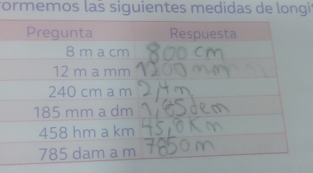 formemos las siguientes medidas de longit