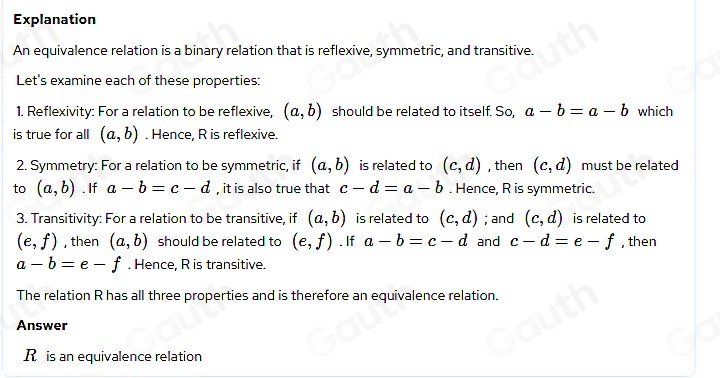 Solved: The domain of relation R is Z* Z. (a,b) is related to (c,d) if ...