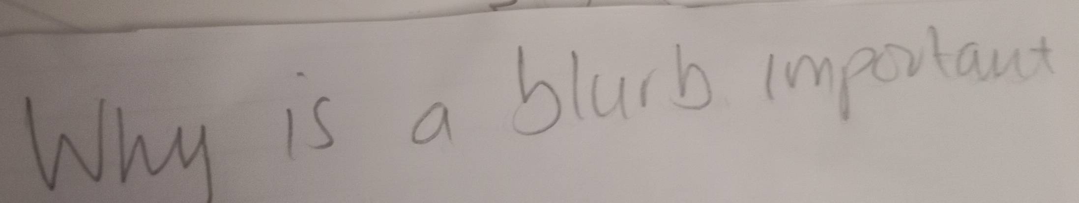 Solved: Why is a blurb important [Writing]