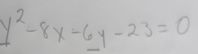 y^2-8x-6y-23=0