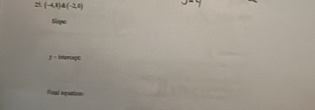 (-4,8)(-2,0)
Slape:
y - intercept; 
Final equation: