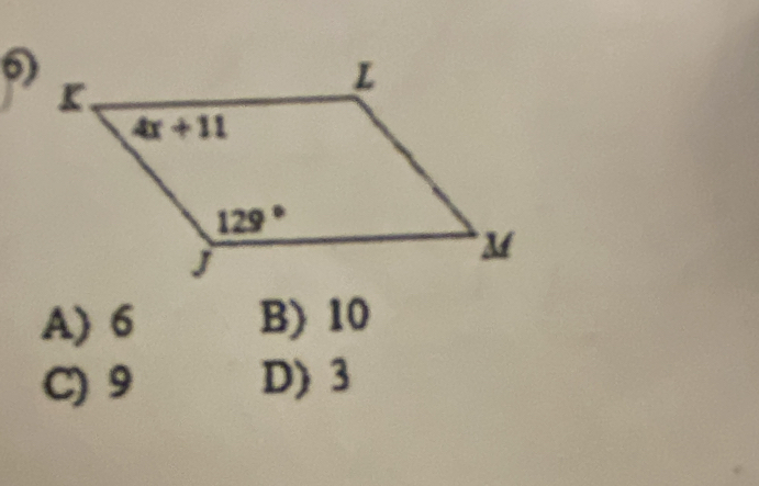 A) 6 B) 10
C) 9 D) 3