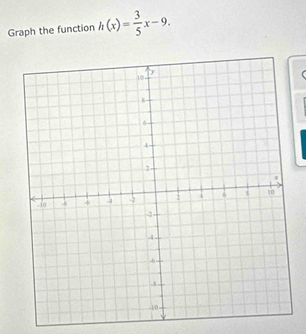 Graph the function h(x)= 3/5 x-9.