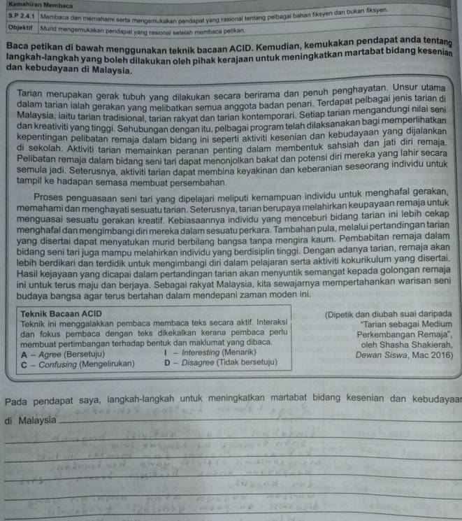 Selesai:Kemahiran Membaca S.P 2.4.1 Membaca dan memahami serta ...