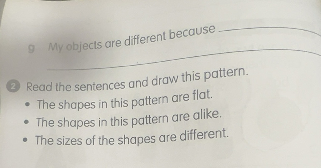 Solved: My objects are different because_ ② Read the sentences and draw ...