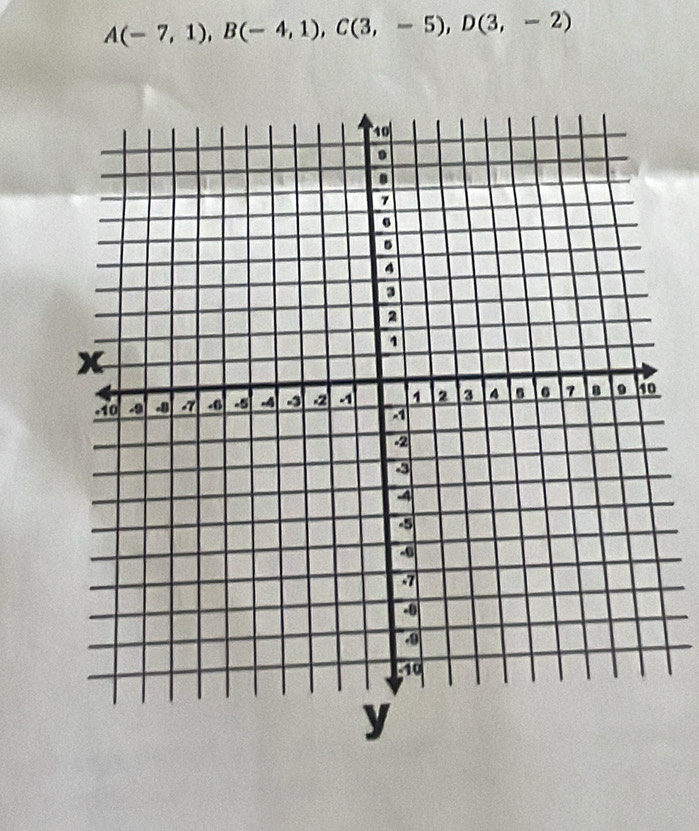 A(-7,1), B(-4,1), C(3,-5), D(3,-2)