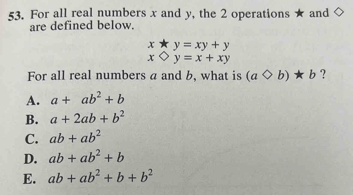 Solved: For all real numbers x and y, the 2 operations ★ and are ...