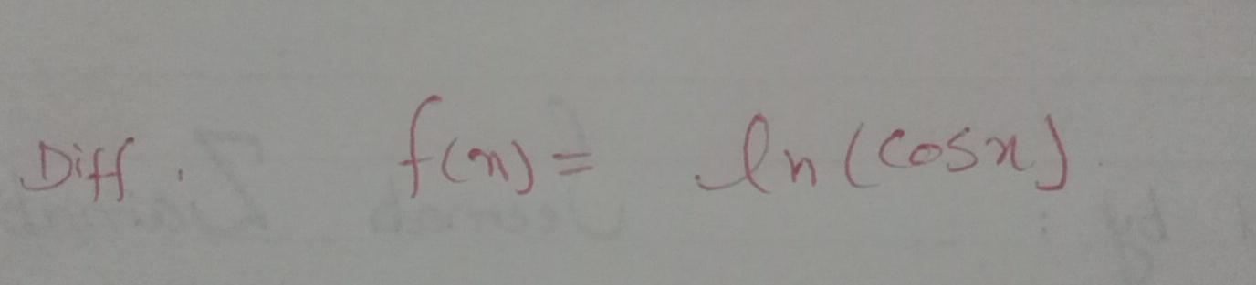 Diff.
f(x)=ln (cos x)