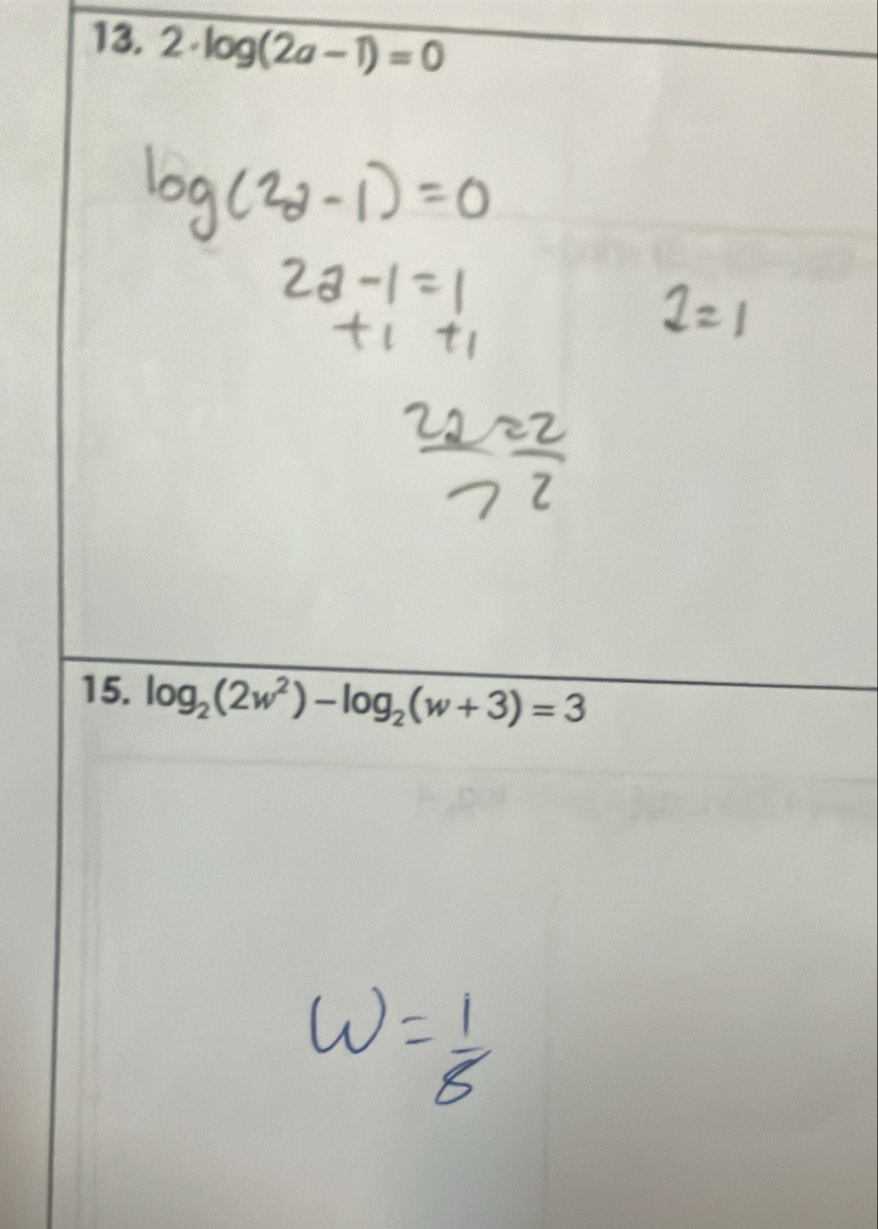 2· log (2a-1)=0