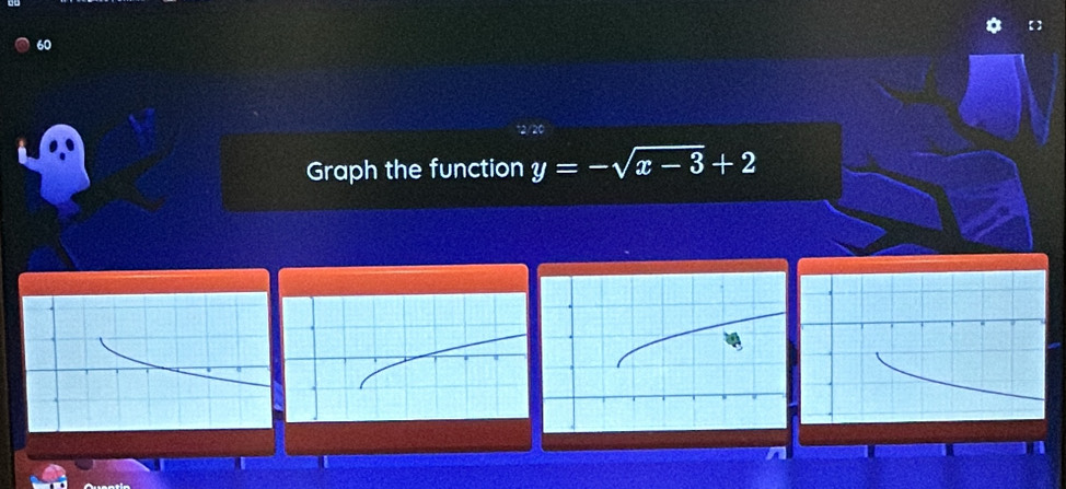 Graph the function y=-sqrt(x-3)+2