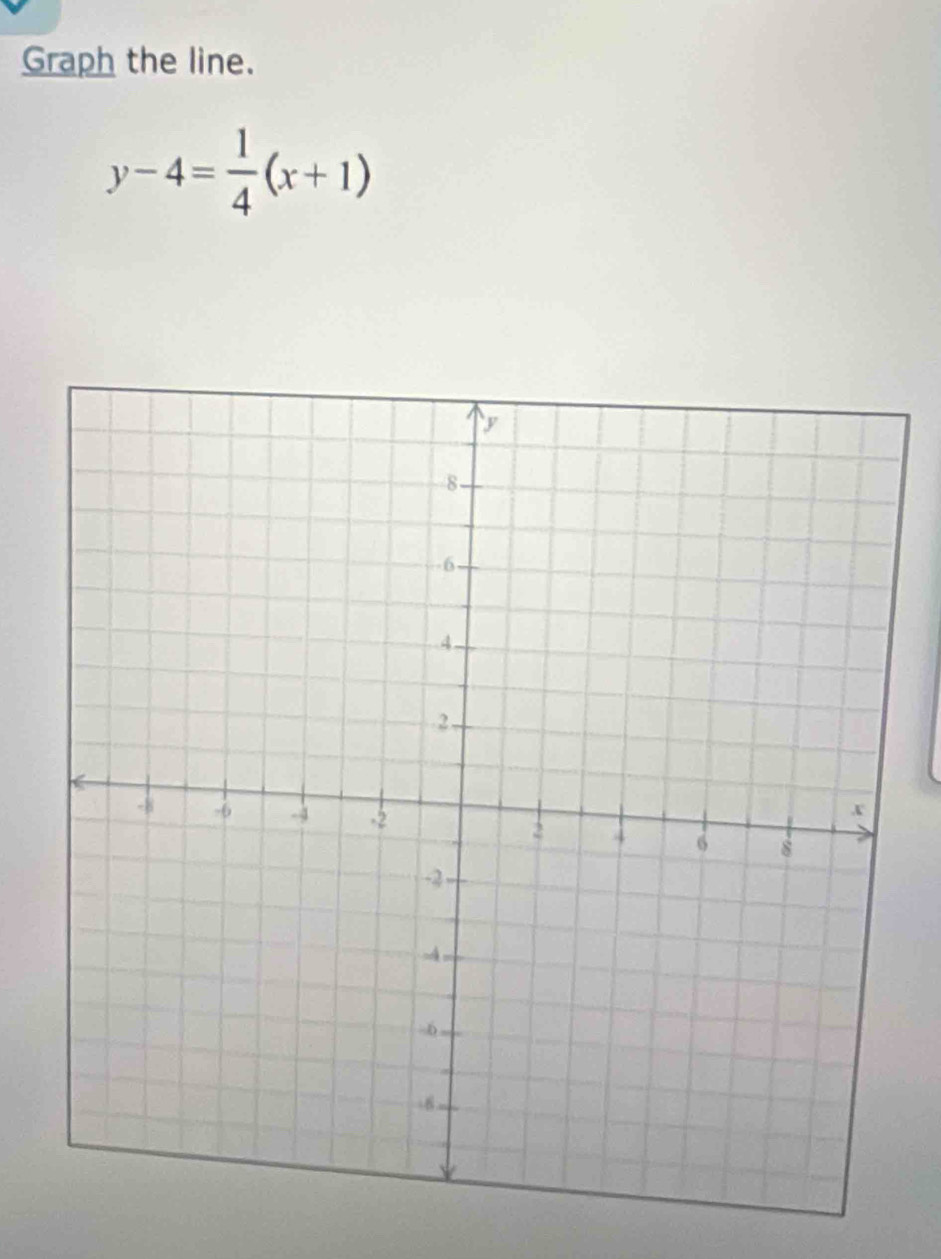 Graph the line.
y-4= 1/4 (x+1)