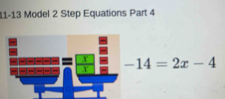 11-13 Model 2 Step Equations Part 4
-14=2x-4