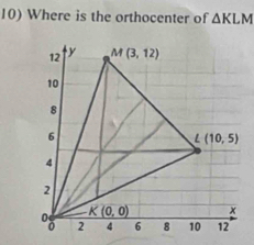 Where is the orthocenter of △ KLM