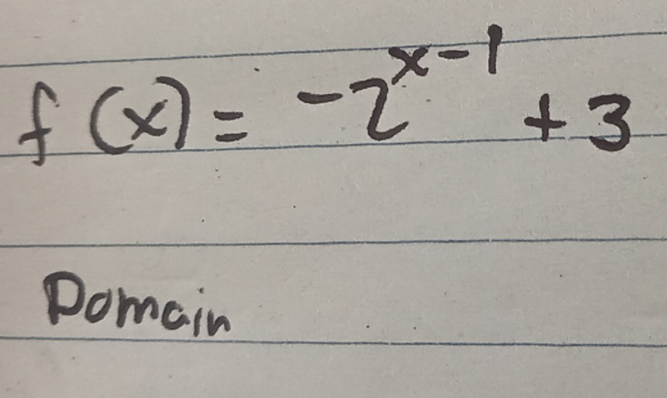 f(x)=-2^(x-1)+3
Domain