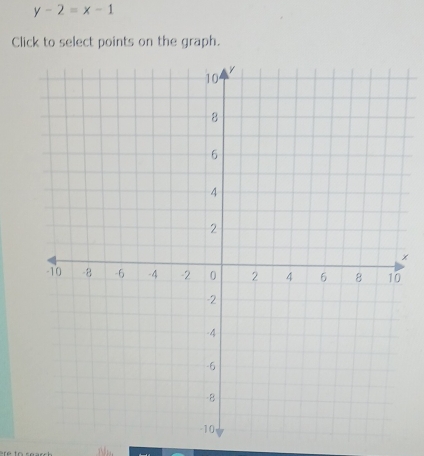 y-2=x-1
Click to select points on the graph.
x