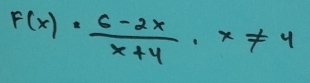 F(x)= (6-2x)/x+4 , x!= 4