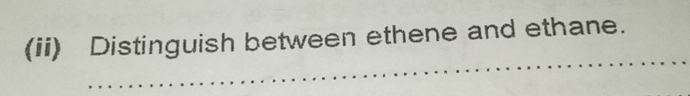 (ii) Distinguish between ethene and ethane.