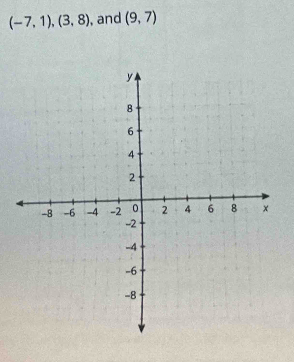 (-7,1), (3,8) , and (9,7)