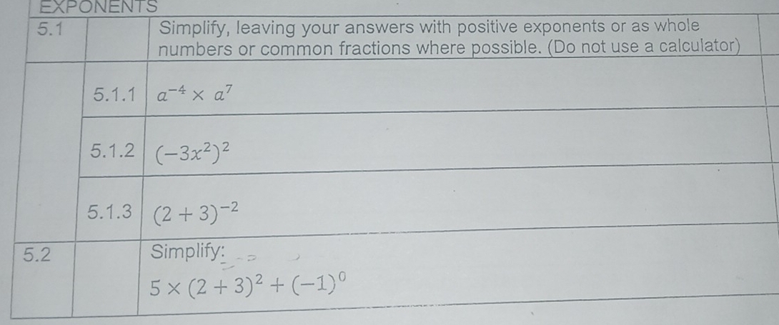 EXPONENTS