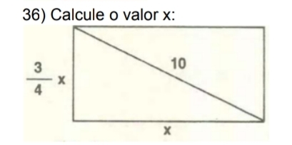 Calcule o valor x: