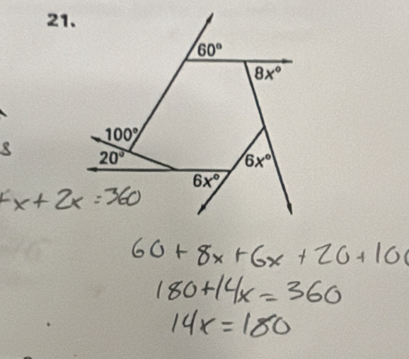 60°
8x°
100°
20°
6x°
6x°