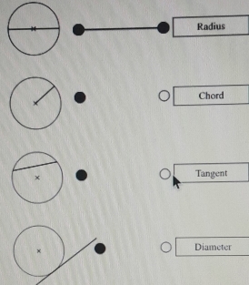 Radius
Chord
Tangent
Diameter