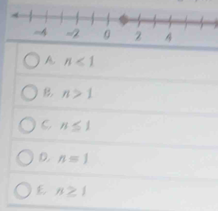 =2
2
A n<1</tex>
B n>1
C n≤ 1
D. n=1
E n≥ 1