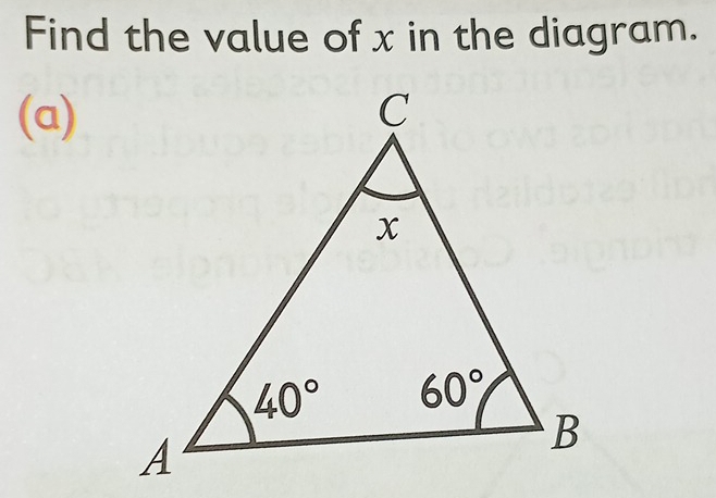 Find the value of x in the diagram.
(a)