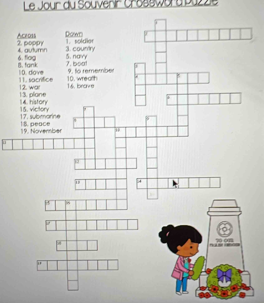 Le Jour du Souvenir Crossword Puzzie