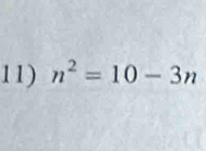 n^2=10-3n