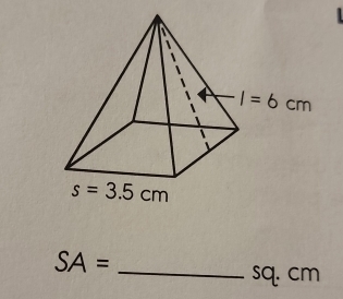 SA= _
sq. cm