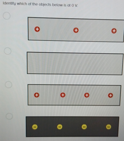 Identify which of the objects below is at 0 V. 
+